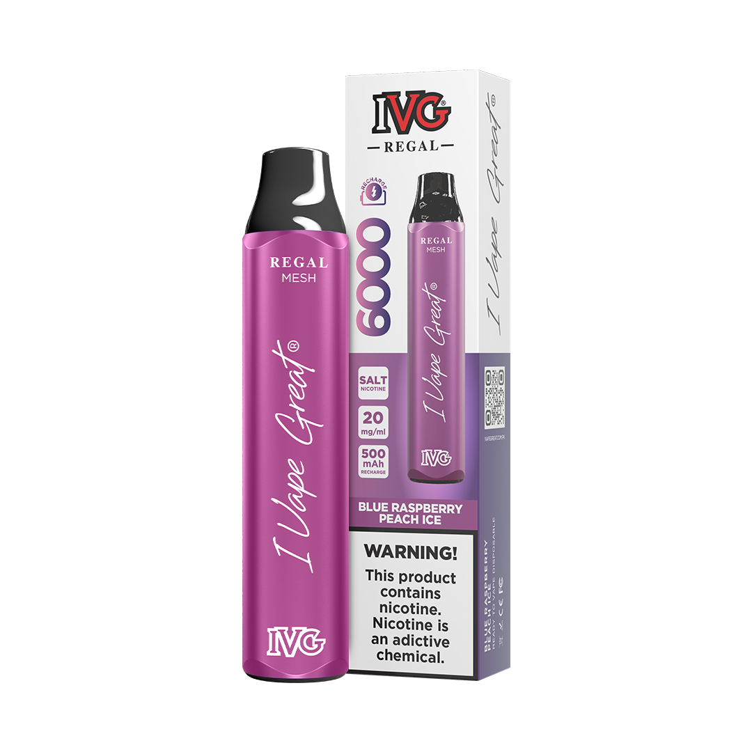 BLUE RASPBERRY PEACH ICE 20MG - IVG REGAL DISPOSABLE 6000 PUFFS