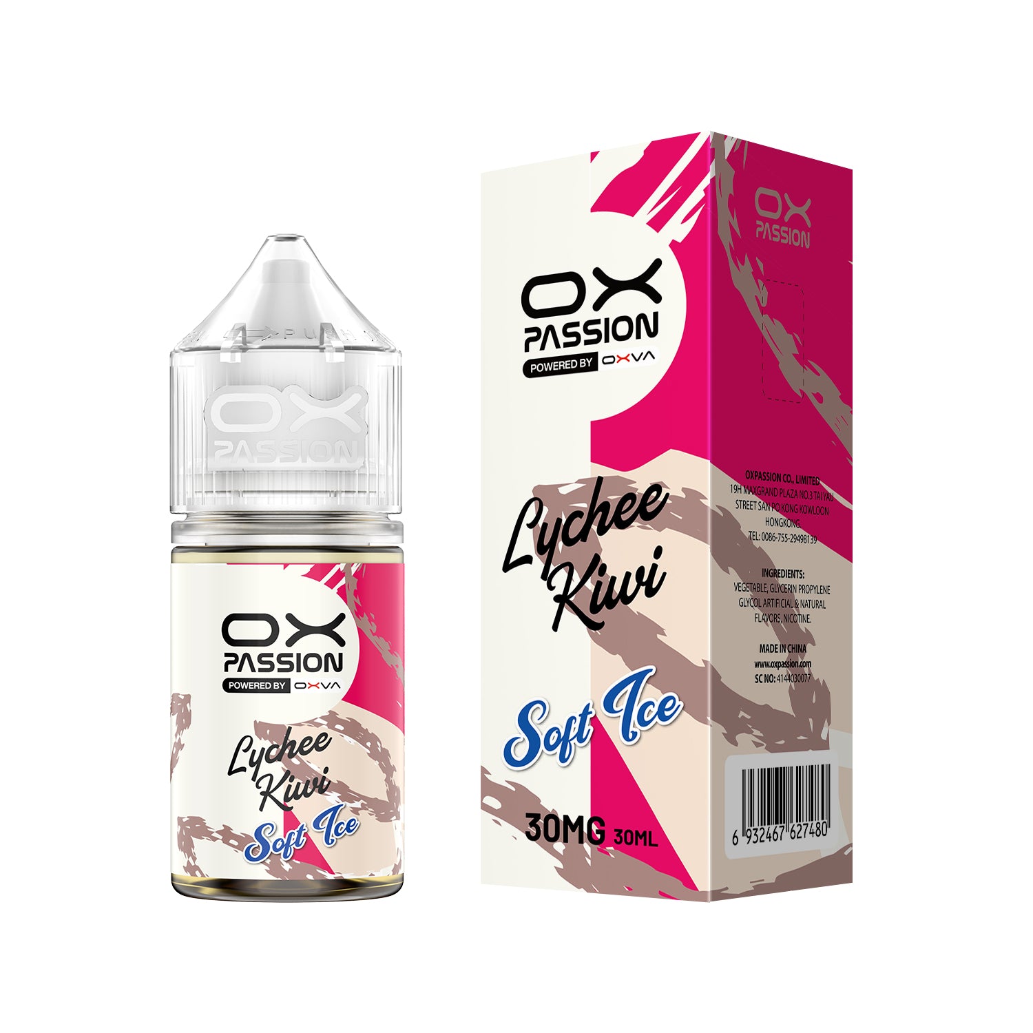 LYCHEE KIWI ICE 30ML - OX PASSION SOFT ICE