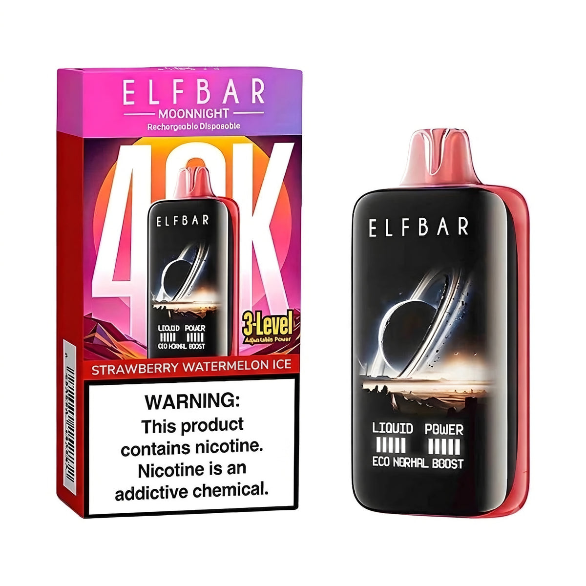 STRAWBERRY WATERMELON - ELF BAR MOON NIGHT DISPOSABLE 40K PUFFS