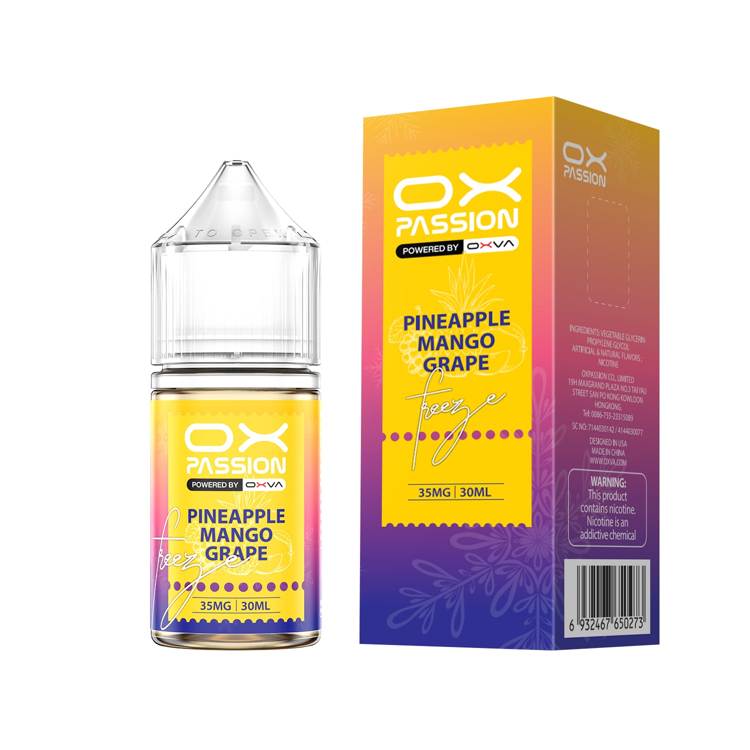 PINEAPPLE MANGO GRAPE ICE 30ML - OX PASSION SALT BY OXVA