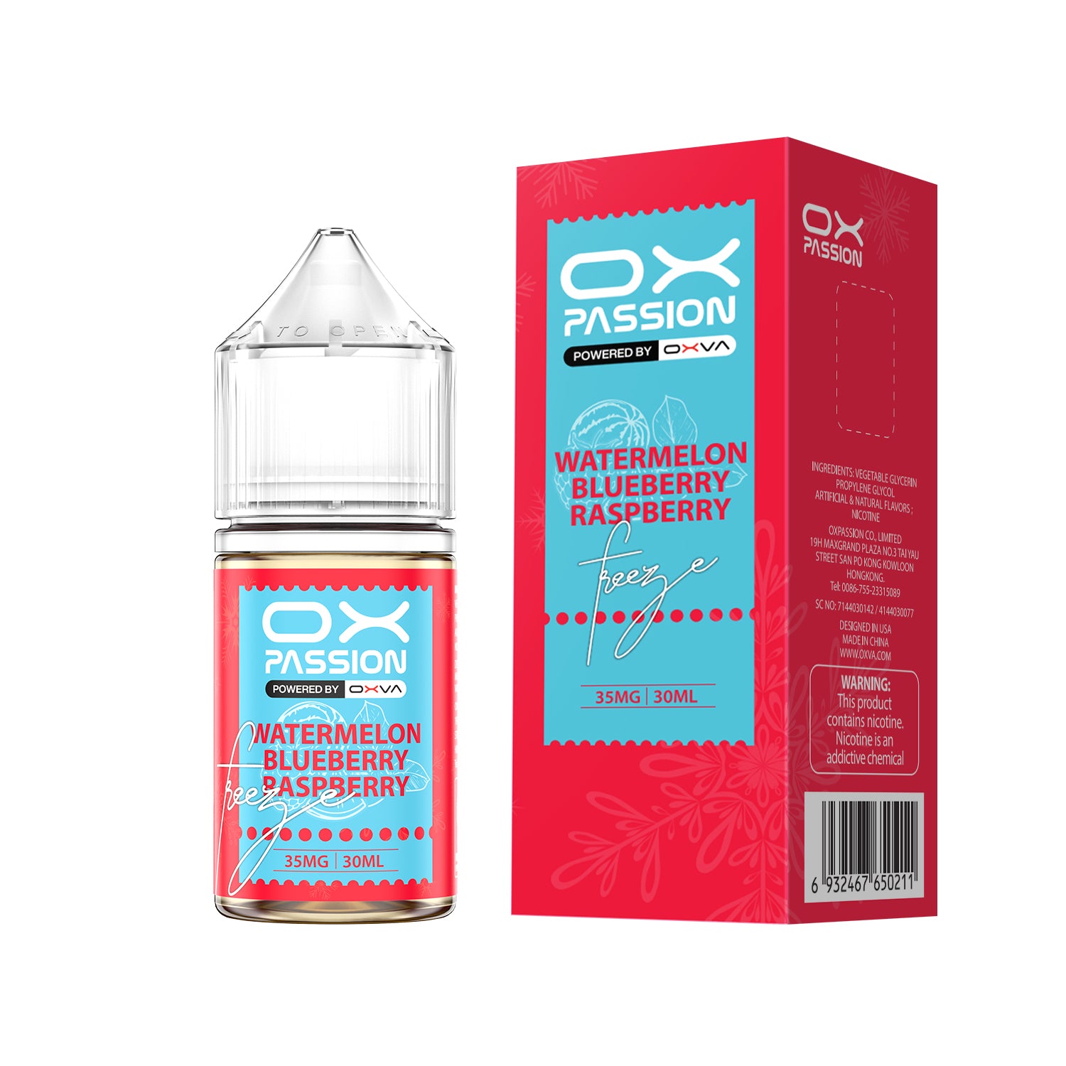 WATERMELON BLUE RASPBERRY ICE 30ML - OX PASSION SALT BY OXVA