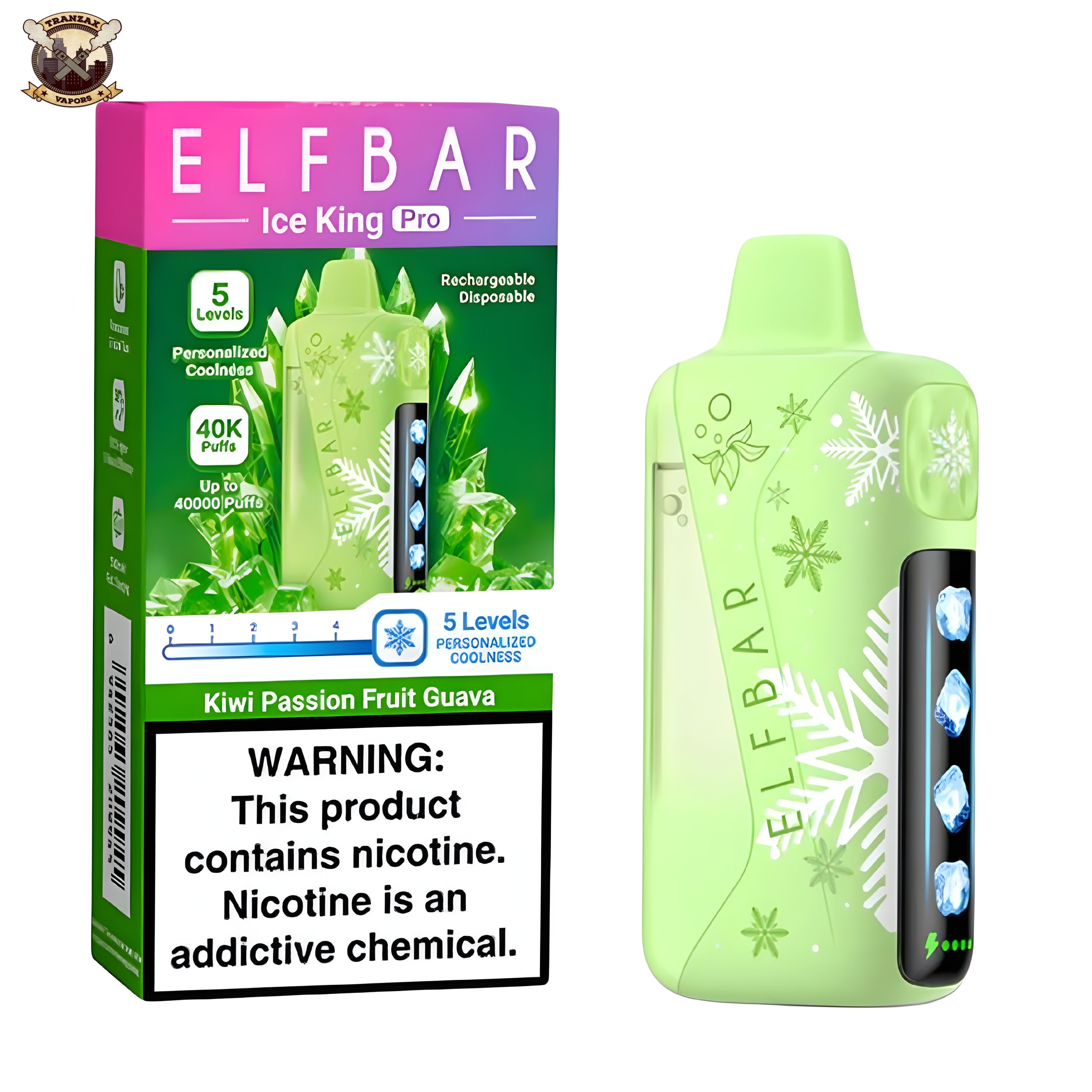 KIWI PASSIONFRUIT GUAVA 50MG - ELFBAR ICE KING PRO 40K PUFFS DISPOSABLE