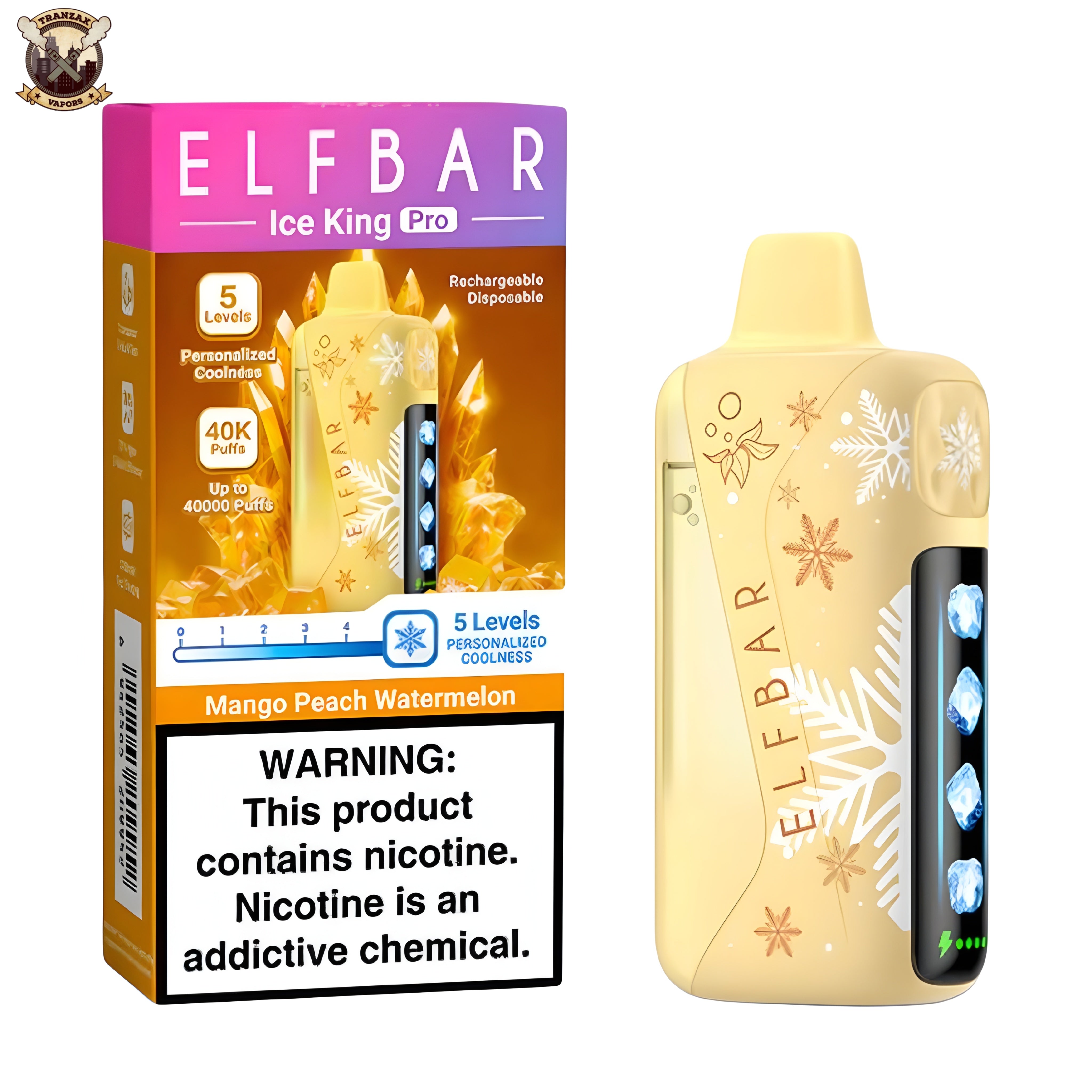 MANGO PEACH WATERMELON 50MG - ELFBAR ICE KING PRO 40K PUFFS DISPOSABLE