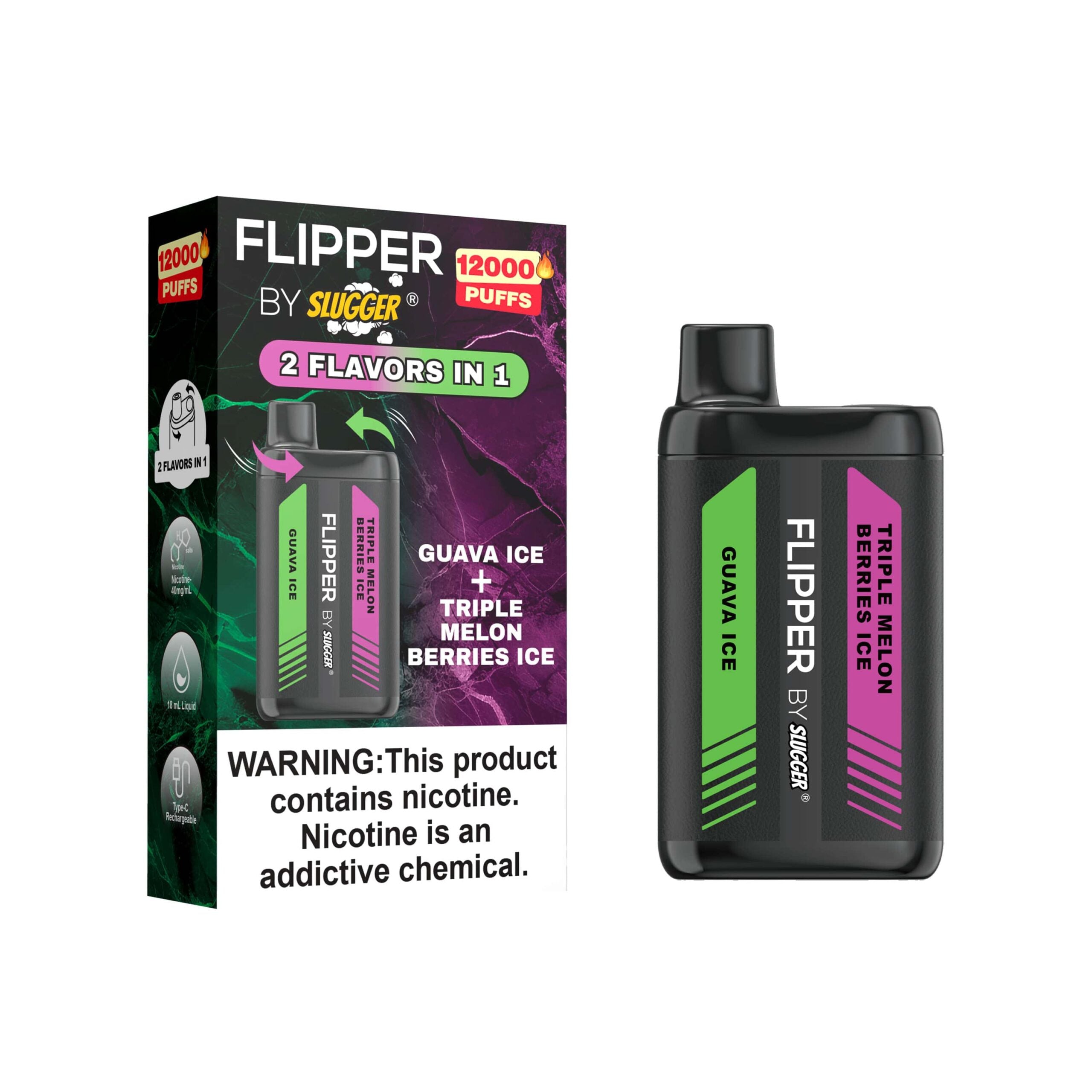 FLIPPER BY SLUGGER  DISPOSABLE 40MG 12000 PUFFS