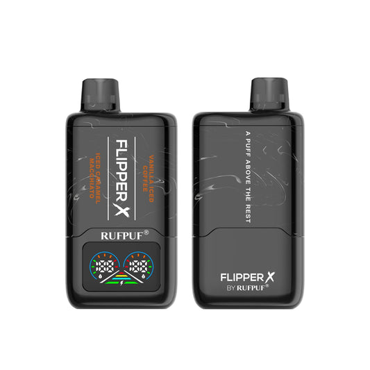 VANILLA ICED COFFEE + ICED CARAMEL MACCHIATO - FLIPPER X 20000 PUFFS DISPOSABLE BY RUFPUF