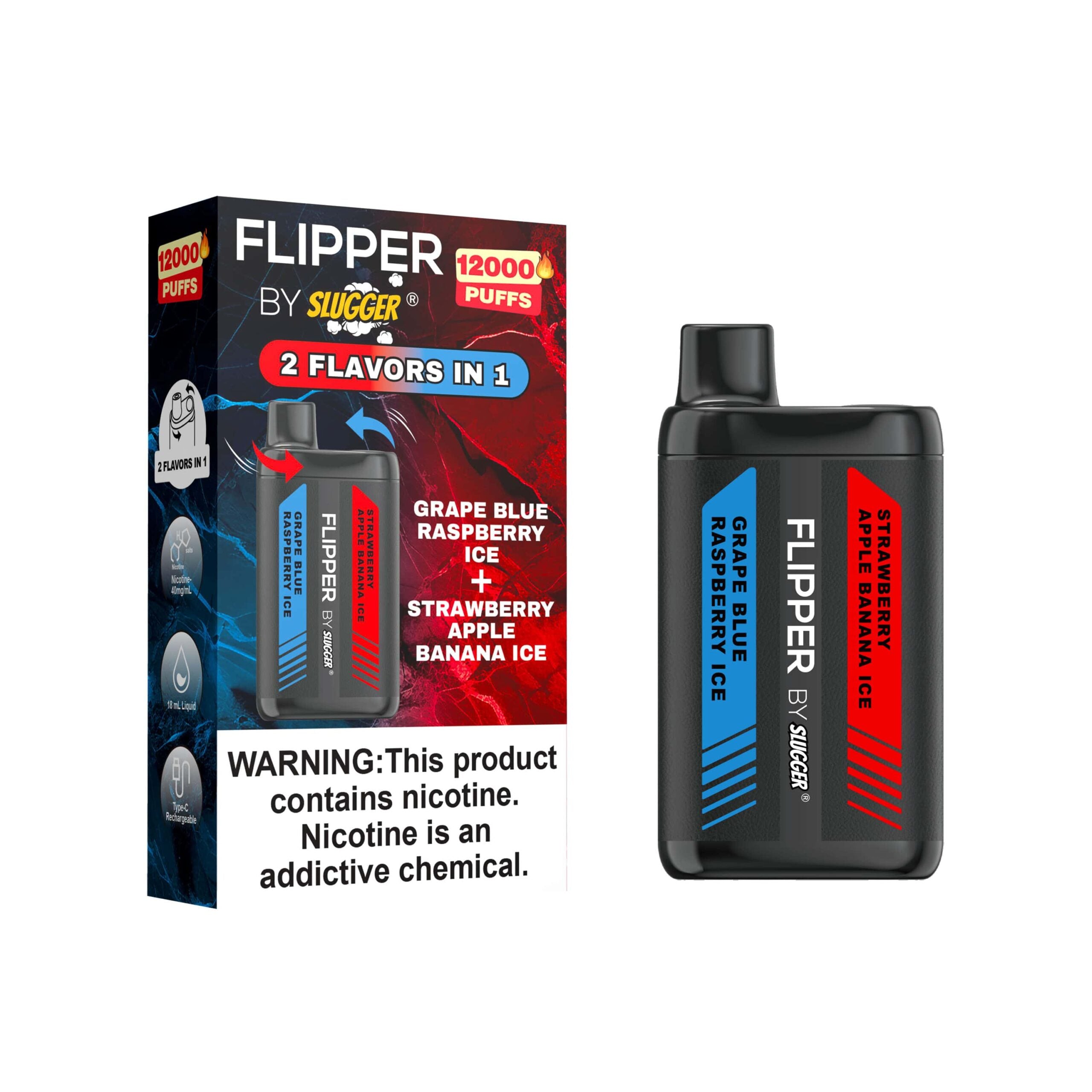 FLIPPER BY SLUGGER  DISPOSABLE 40MG 12000 PUFFS