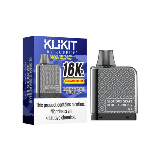 GRAPE BLUE RASPBERRY ICE 50MG - KLIKIT DISPOSABLE 16K POD RUFPUF