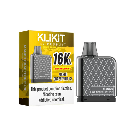 MANGO GRAPEFRUIT  ICE 50MG -KLIKIT DISPOSABLE 16K POD BY RUFPUF