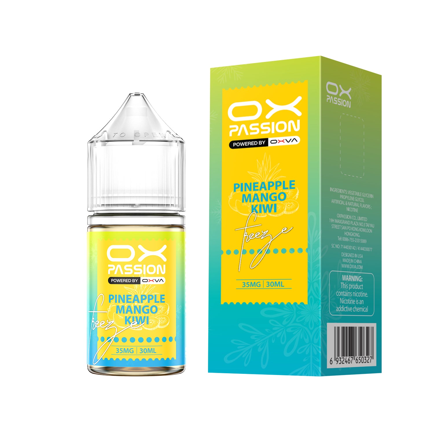 PINEAPPLE MANGO KIWI ICE 30ML - OX PASSION SALT BY OXVA