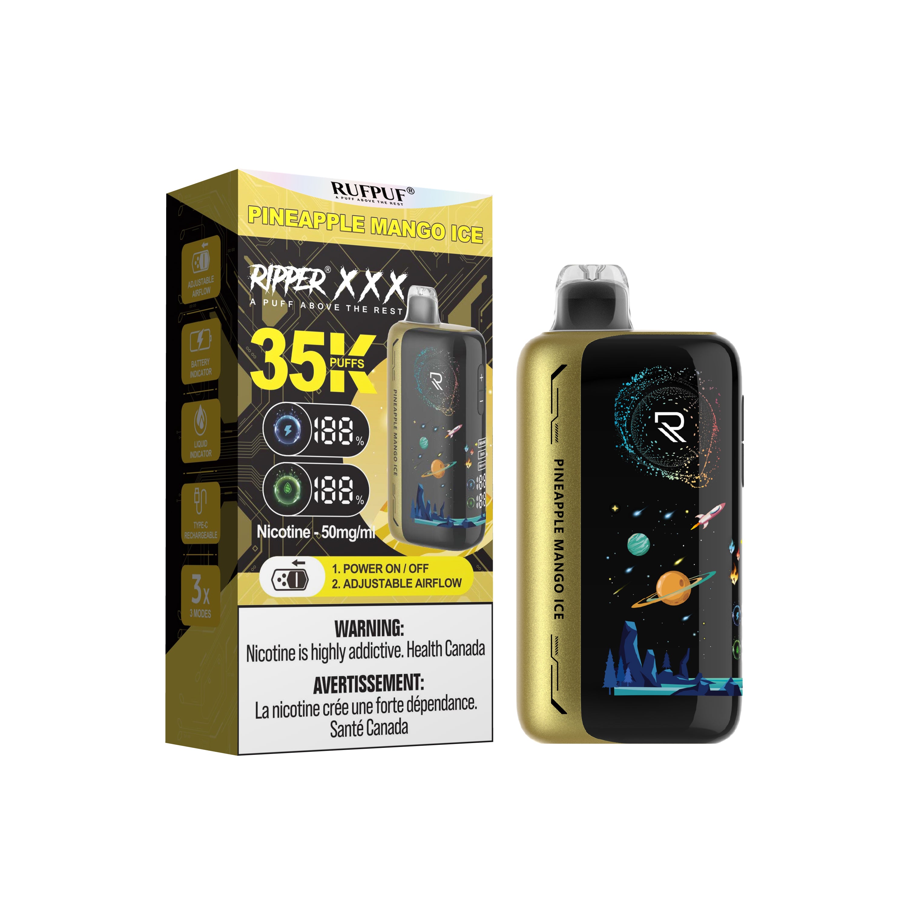 PINEAPPLE MANGO ICE - RIPPER XXX 30K PUFFS DISPOSABLE