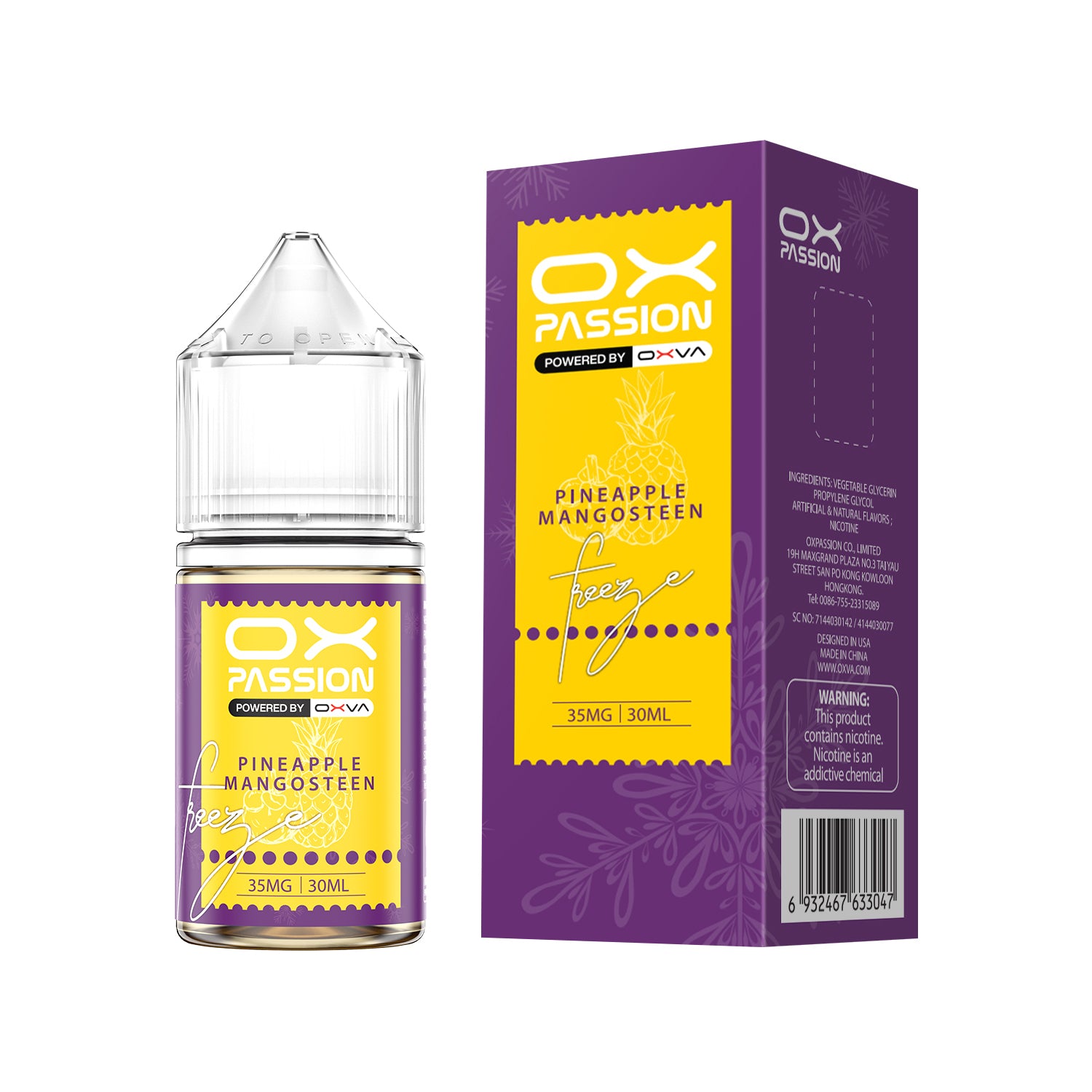 PINEAPPLE MANGOSTEEN ICE 30ML - OX PASSION SALT BY OXVA
