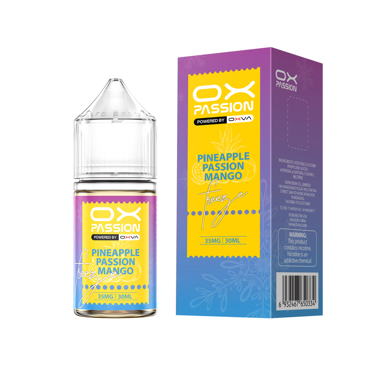 PINEAPPLE PASSION MANGO - OX PASSION SALT BY OXVA, PINEAPPLE PASSION MANGO OX PASSION SALT