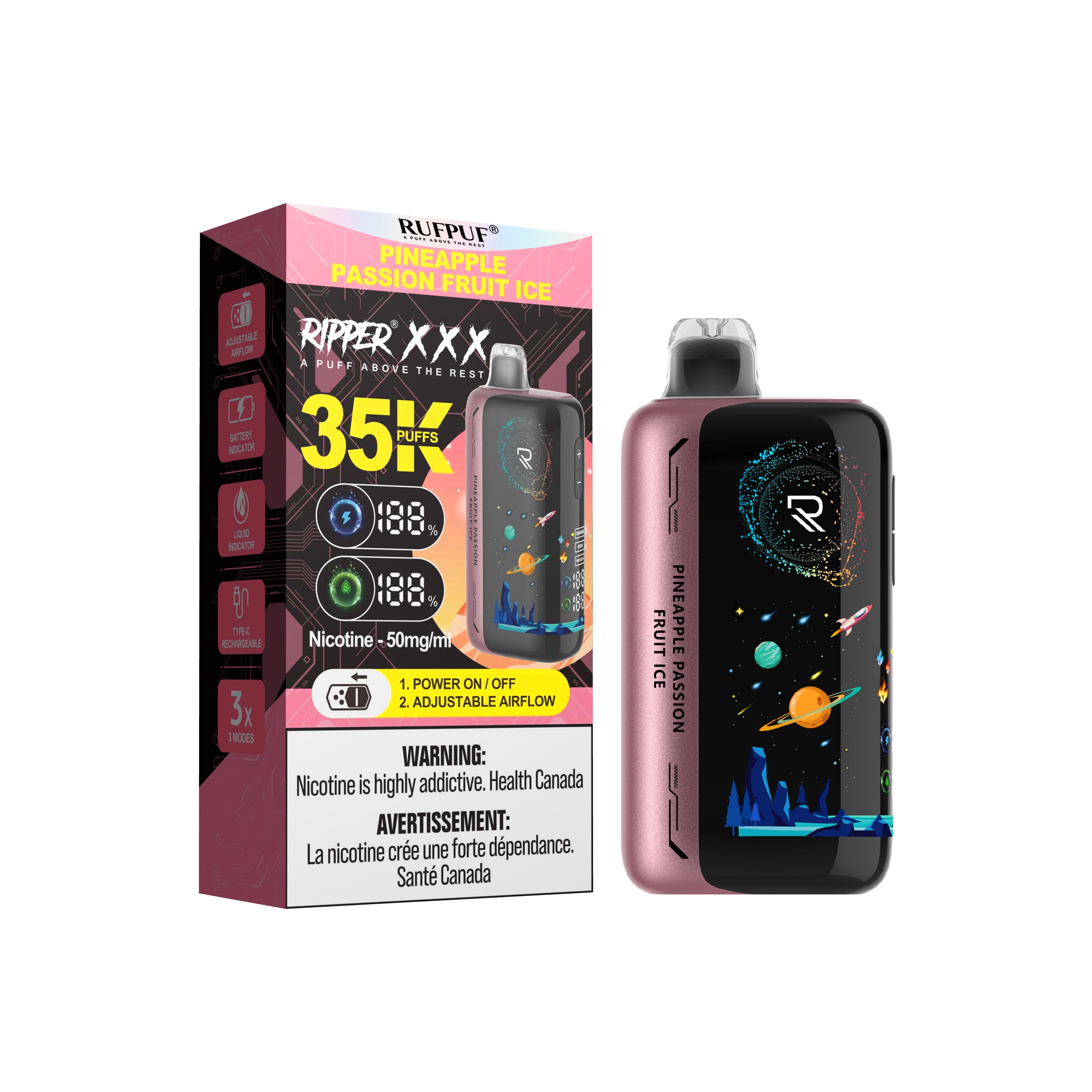 PINEAPPLE PASSION FRUIT ICE - RIPPER XXX 30K PUFFS DISPOSABLE