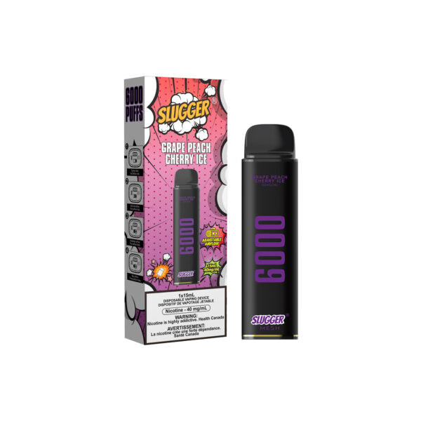 40MG GRAPE PEACH CHERRY ICE | SLUGGER DISPOSABLE 6000 PUFFS