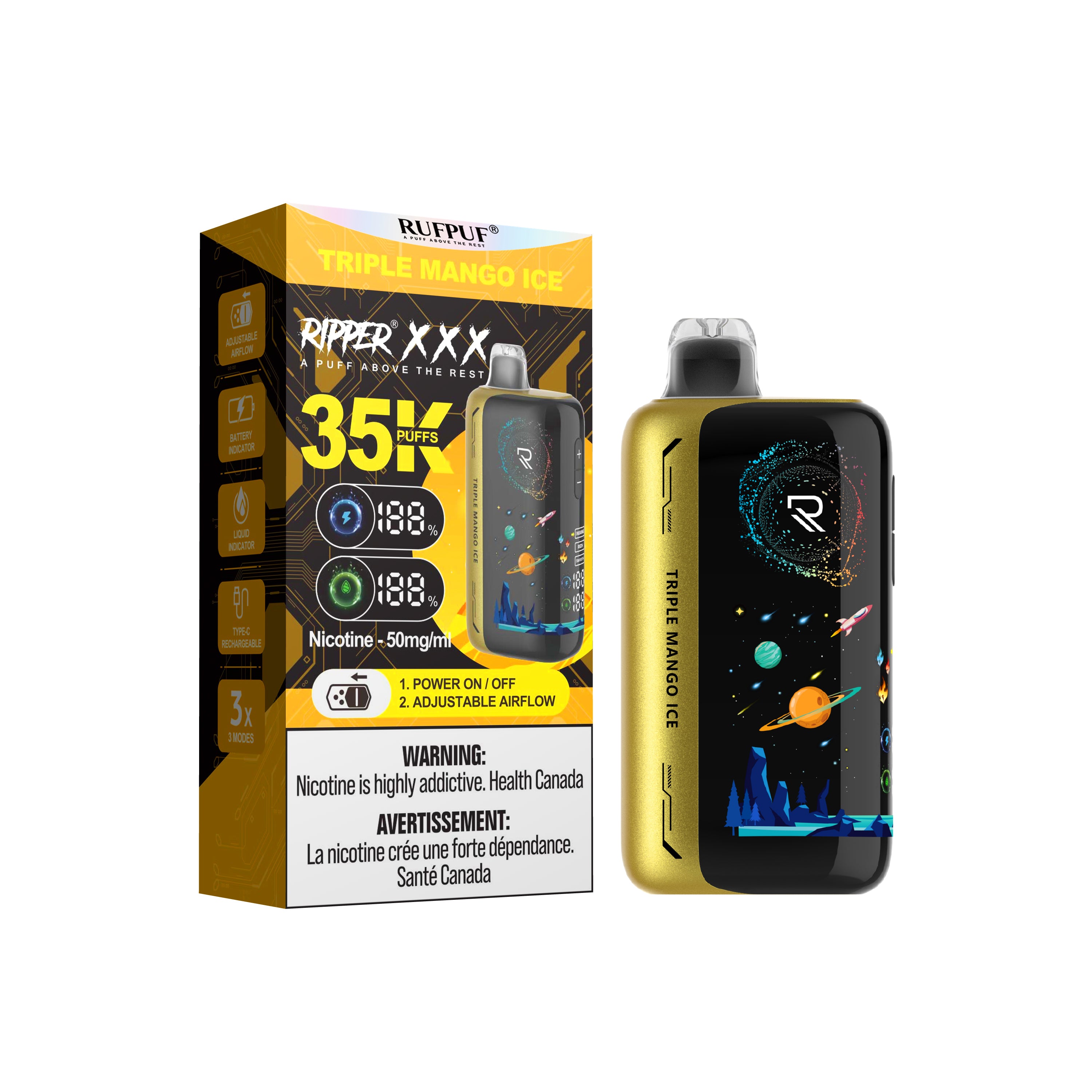 TRIPLE MANGO ICE - RIPPER XXX 30K PUFFS DISPOSABLE