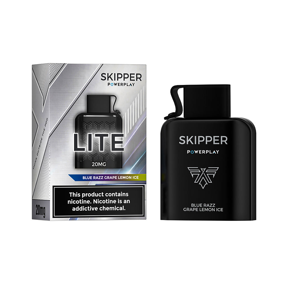BLUE RAZZ GRAPE LEMON ICE - SKIPPER POWER PLAY LITE DISPOSABLE POD